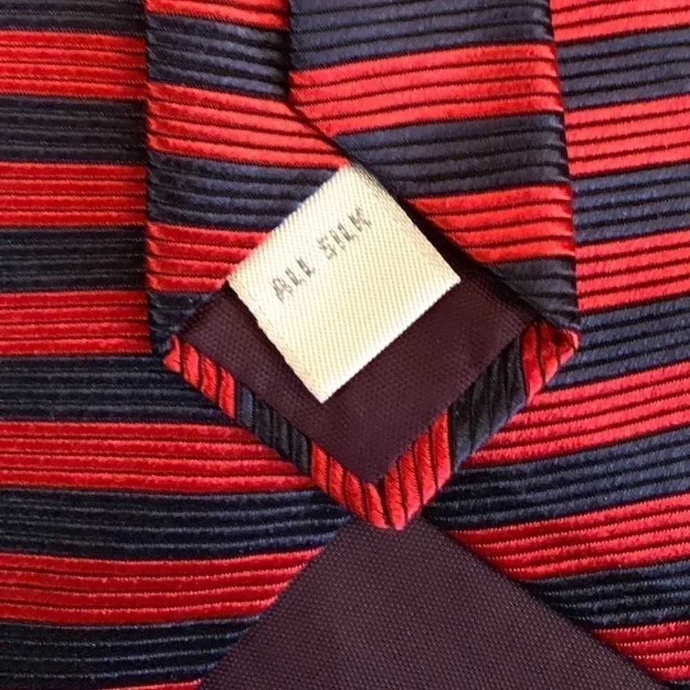 PIERRE CARDIN Vintage All Silk Red & Blue Striped Necktie